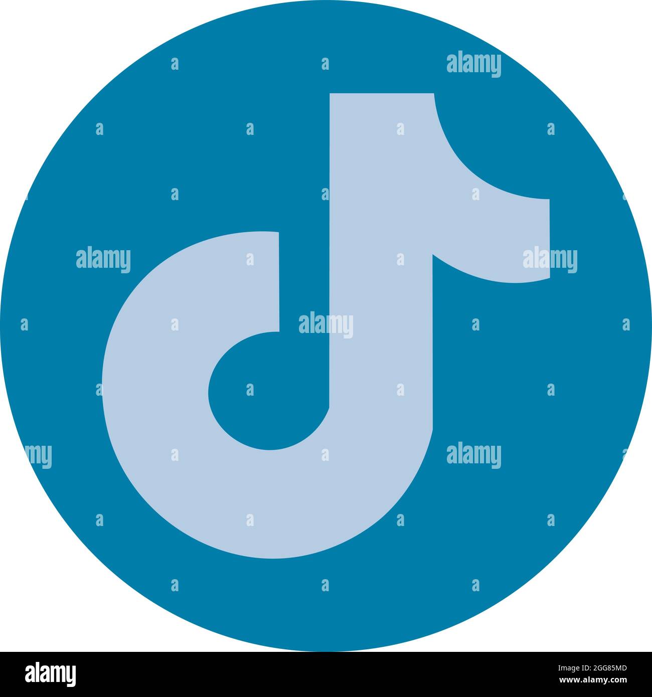 Blaues tiktok-Zeichen, Illustration, auf weißem Hintergrund. Stock Vektor