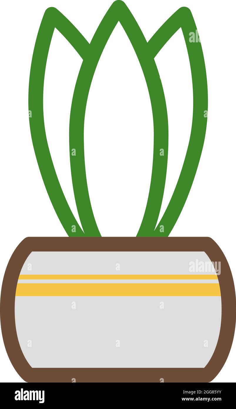 Schaufelpflanze im Topf, Illustration, auf weißem Hintergrund. Stock Vektor