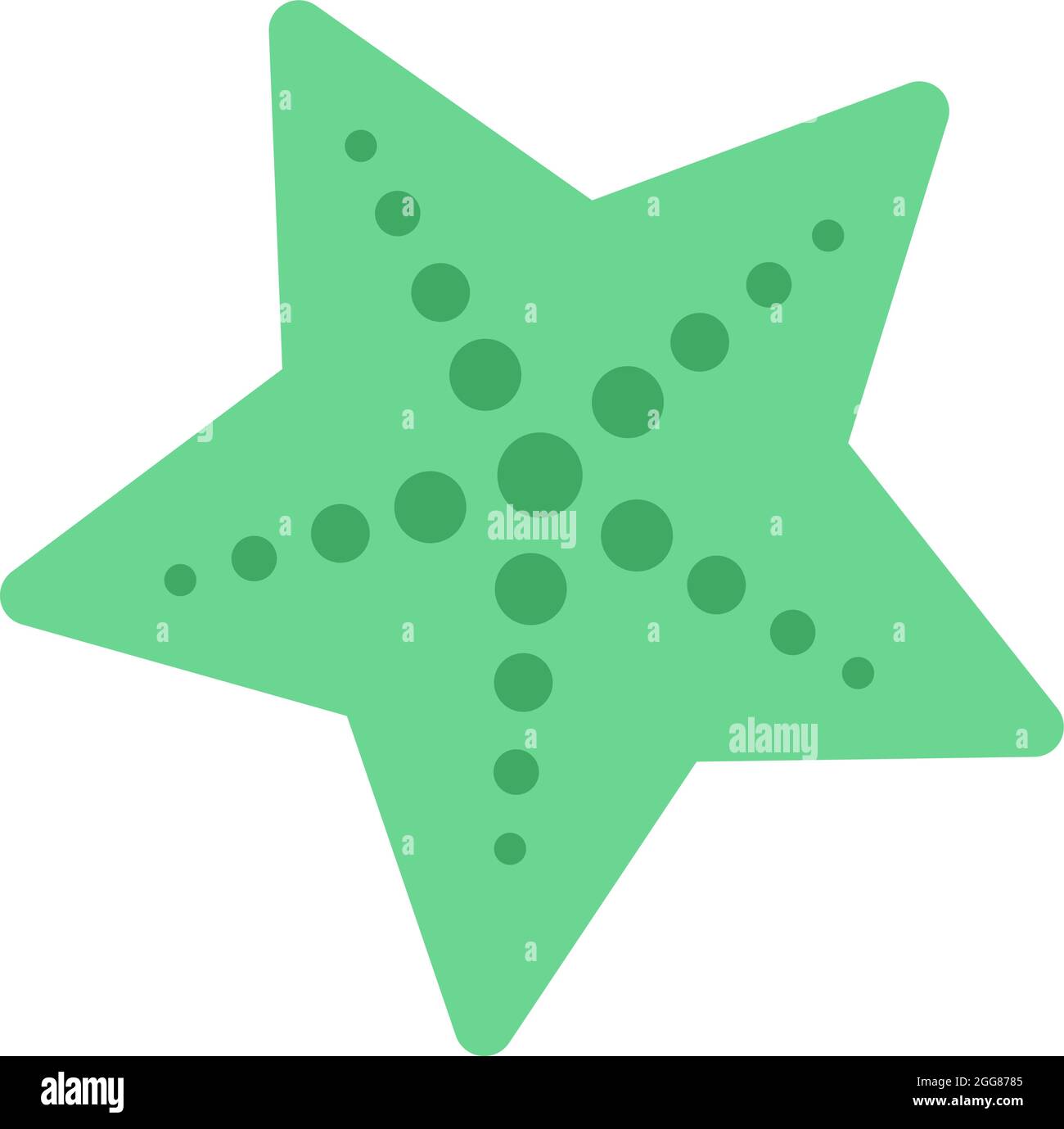 Grüner Seestern, Illustration, auf weißem Hintergrund. Stock Vektor