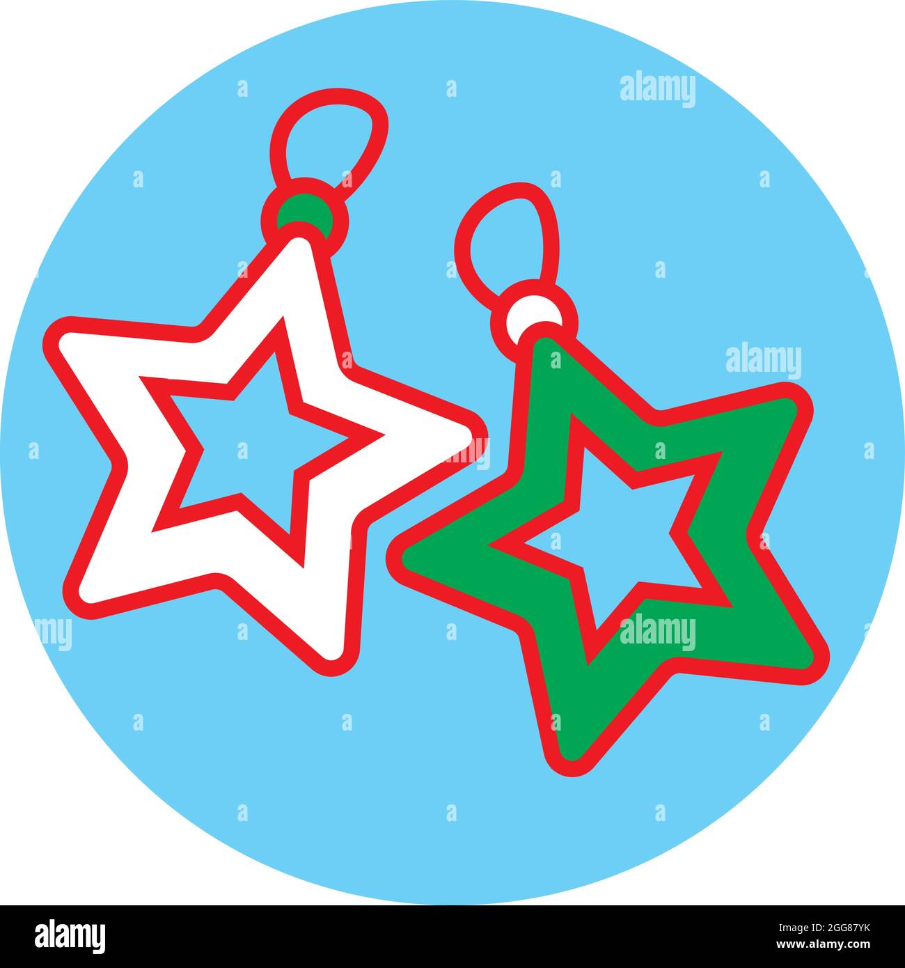 Zwei Baumdekorsterne, Illustration, Vektor auf weißem Hintergrund. Stock Vektor