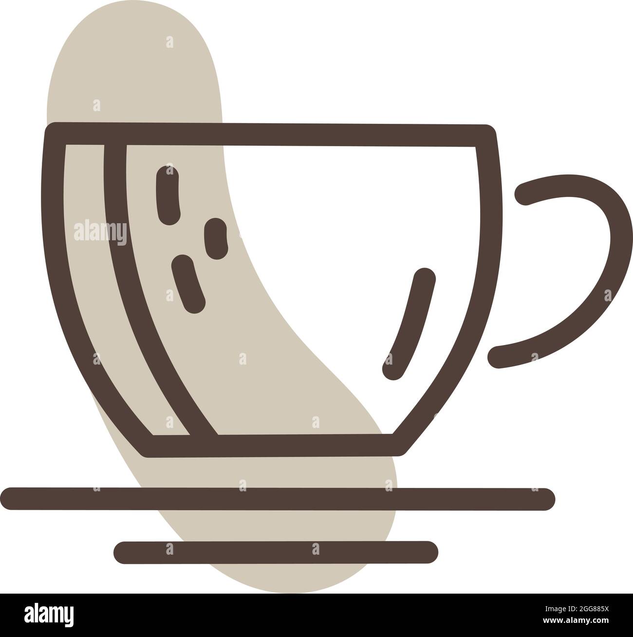 Fancy braune Tasse mit Untertasse, Illustration, Vektor auf weißem Hintergrund. Stock Vektor