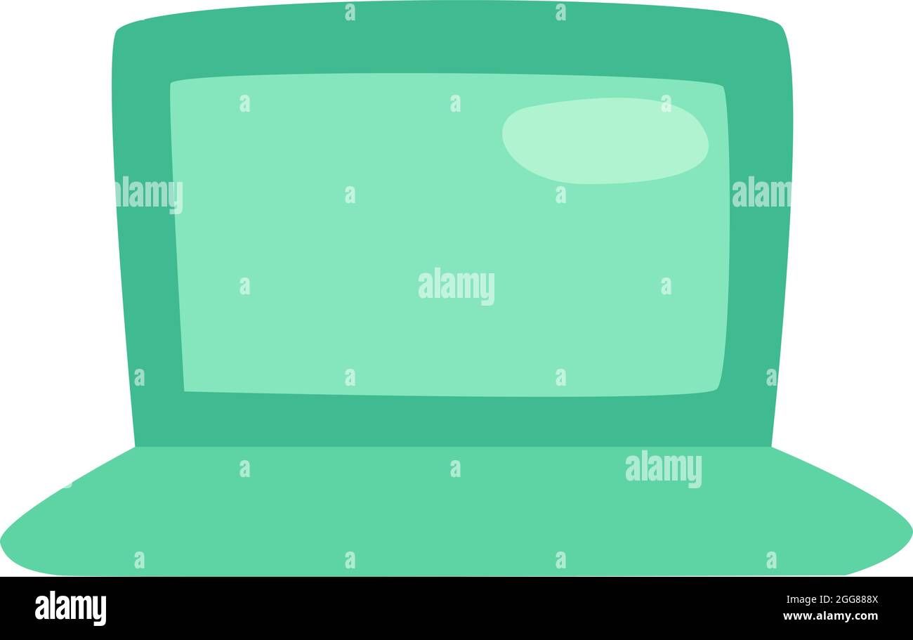 Grüner Laptop, Illustration, Vektor auf weißem Hintergrund. Stock Vektor