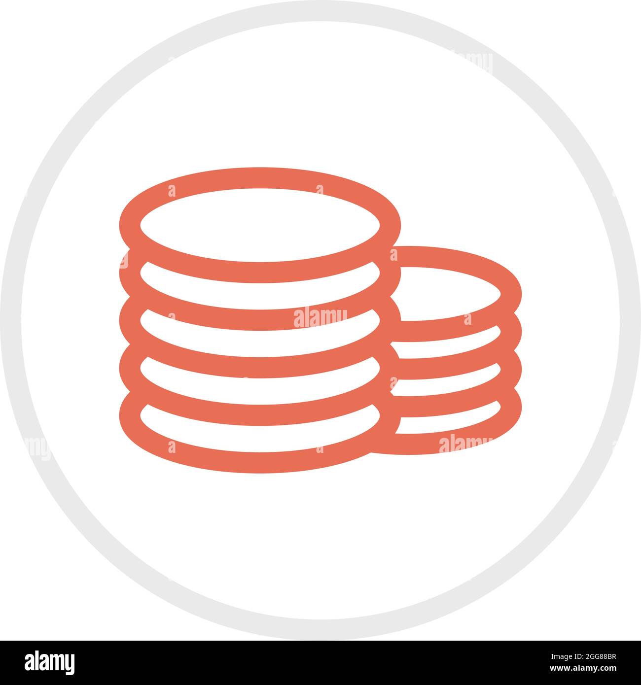 Rote Münzen, Illustration, Vektor auf weißem Hintergrund. Stock Vektor