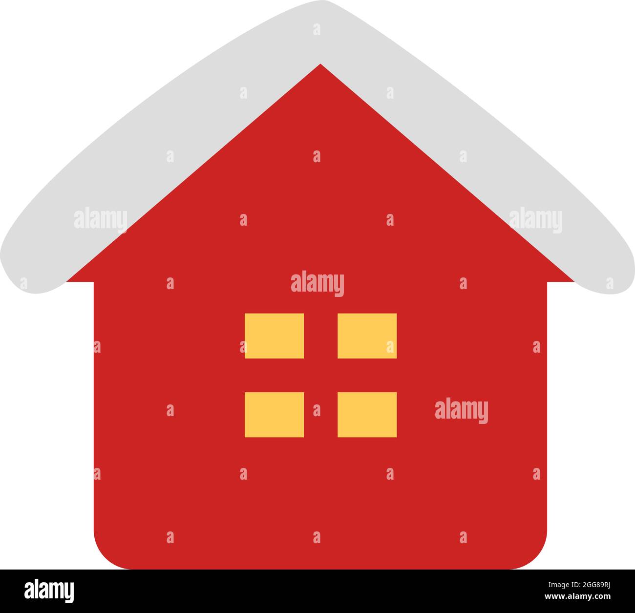 Rotes Haus mit Schnee bedeckt, Illustration, Vektor auf weißem Hintergrund. Stock Vektor