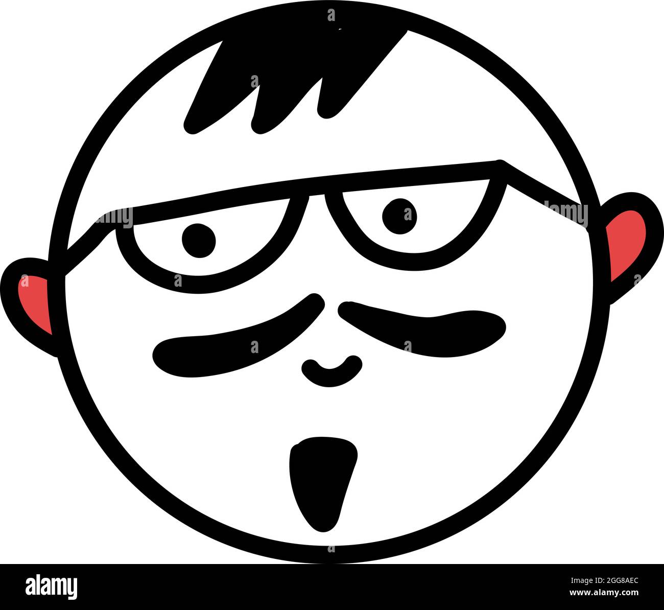 Junge mit Brille und Schnurrbart, Illustration, Vektor auf weißem Hintergrund. Stock Vektor