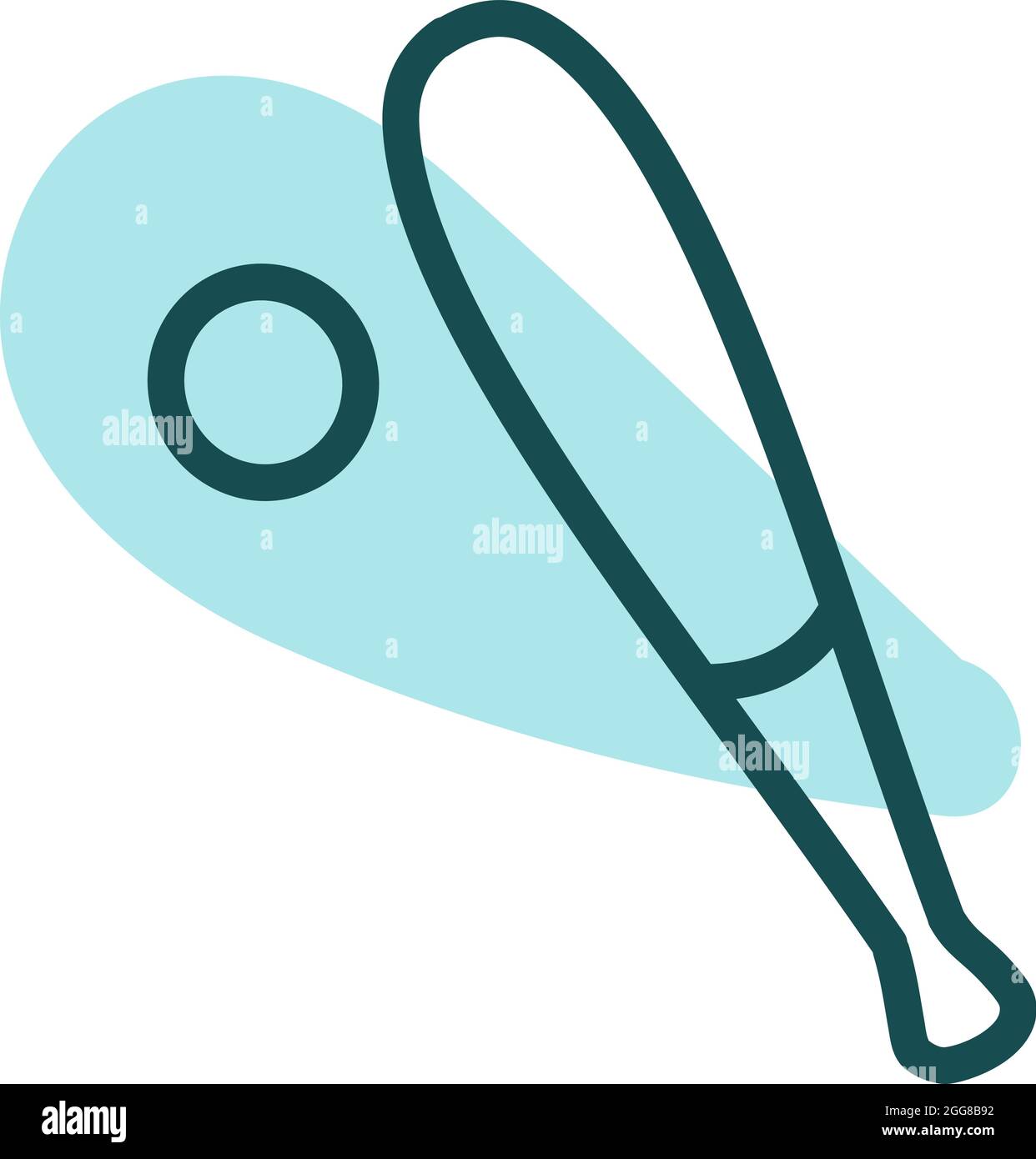 Cricket Stick und Ball, Illustration, Vektor auf weißem Hintergrund. Stock Vektor