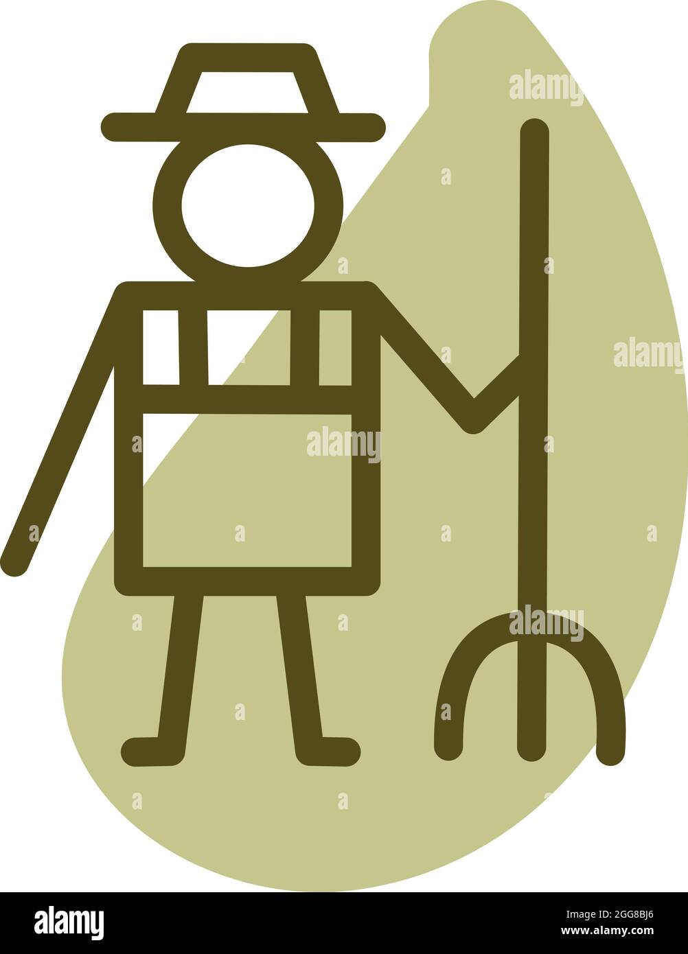 Mann im Garten, Illustration, Vektor auf weißem Hintergrund. Stock Vektor