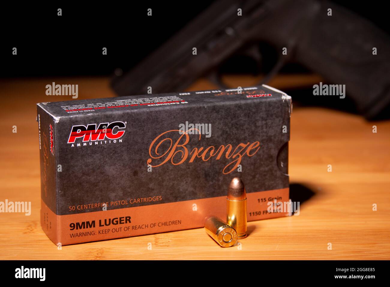 PMC Bronze 9 mm-Munitionsstärke Stockfoto