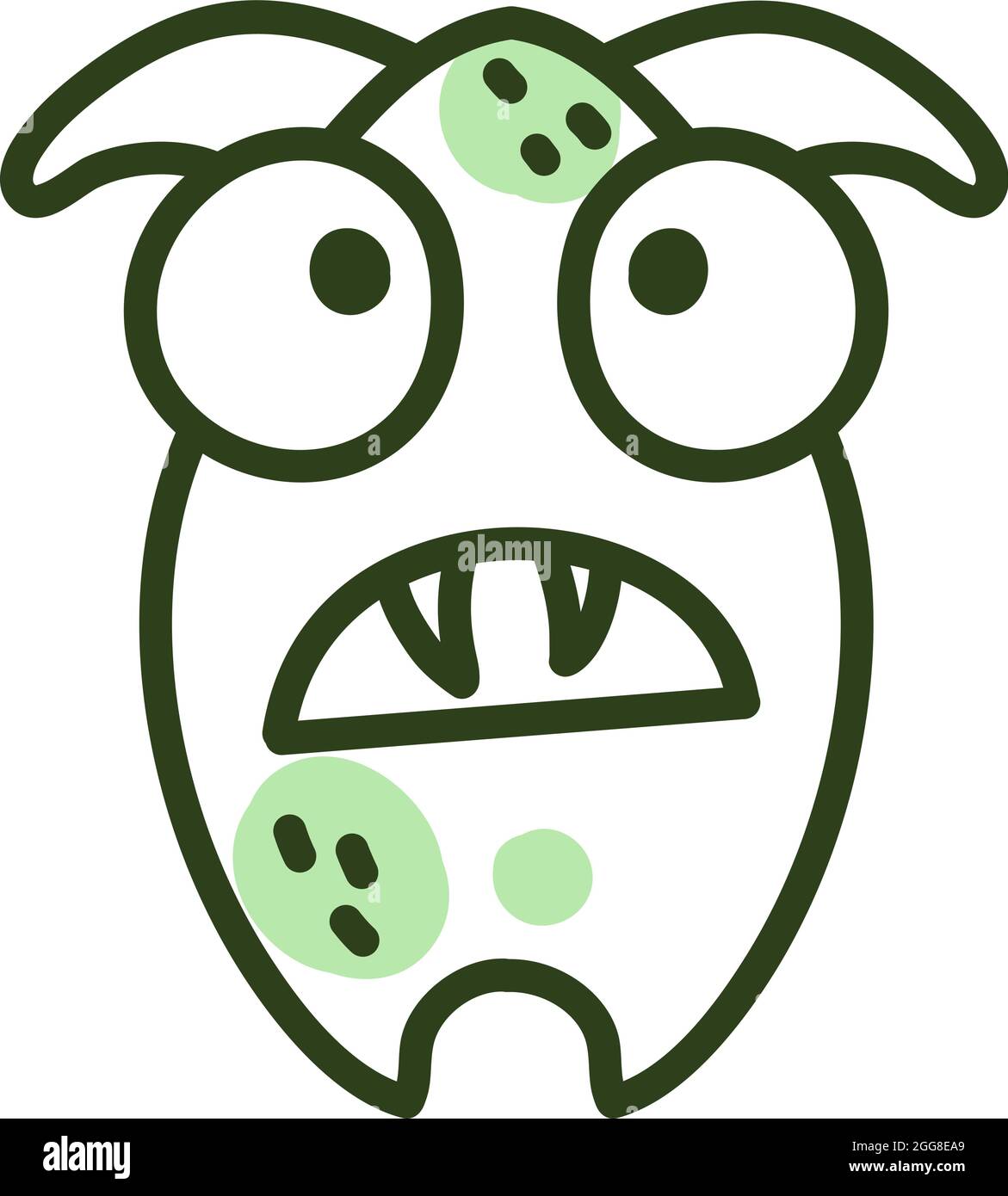 Monster mit zwei Zähnen, Illustration, Vektor auf weißem Hintergrund. Stock Vektor