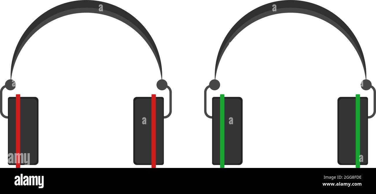 Zwei Paar Kopfhörer, Illustration, Vektor auf weißem Hintergrund. Stock Vektor