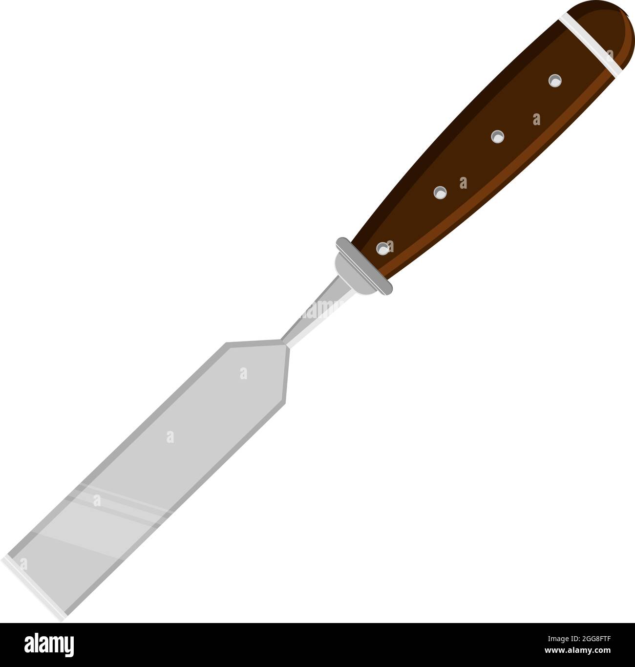 holzchiesel, Illustration, Vektor auf weißem Hintergrund. Stock Vektor