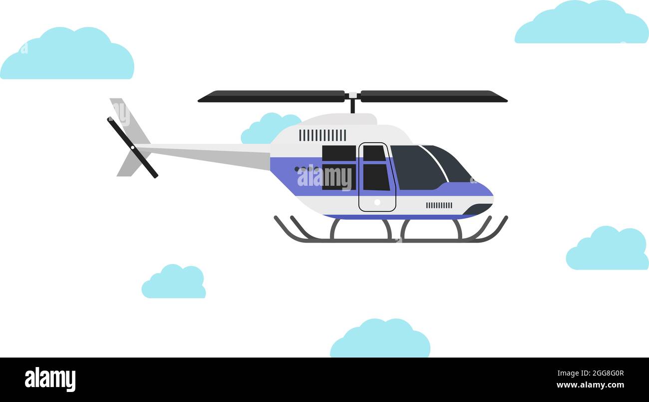 Blauer Hubschrauber, Illustration, Vektor auf weißem Hintergrund. Stock Vektor