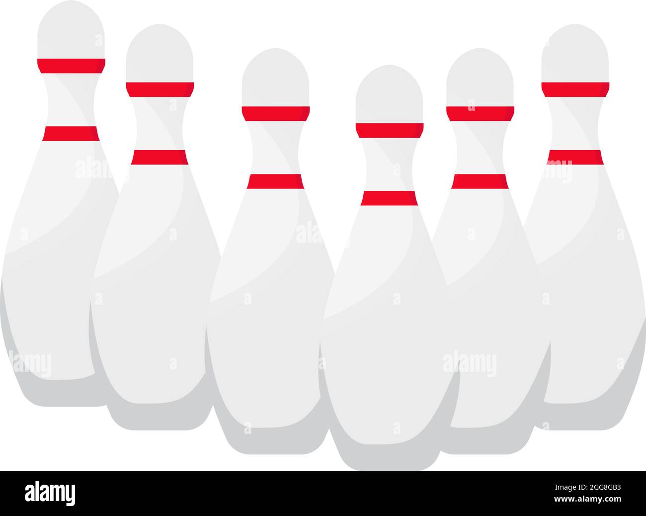 Weiße Bowlingstifte, Illustration, Vektor auf weißem Hintergrund Stock Vektor