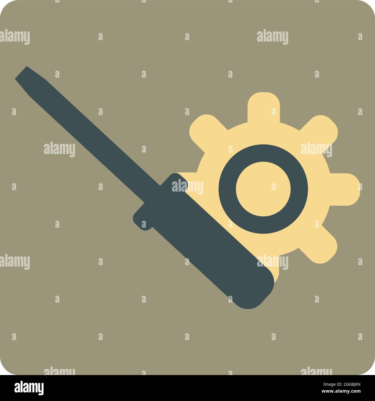 Schraubendreher mit Zahnrad, Abbildung, Vektor, auf weißem Hintergrund. Stock Vektor