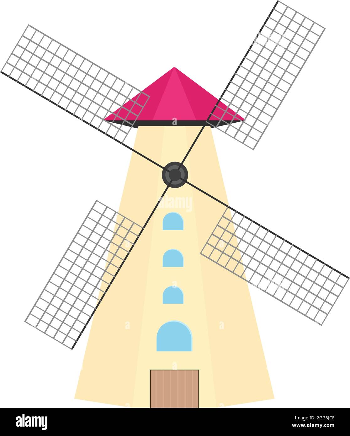 Alte Windmühle, Illustration, Vektor auf weißem Hintergrund. Stock Vektor