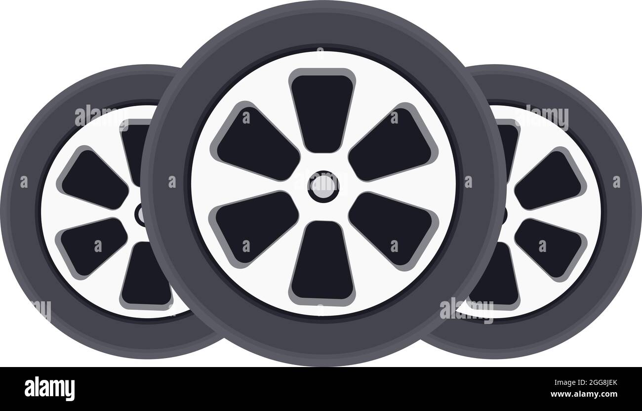 Drei Reifen, Abbildung, Vektor auf weißem Hintergrund. Stock Vektor
