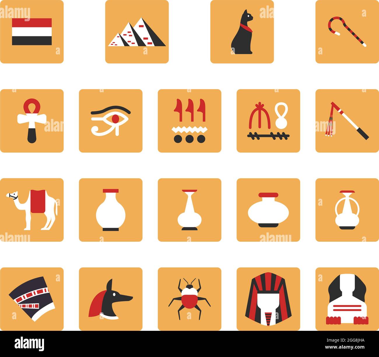 Ägyptische Kultur, Illustration, Vektor, auf weißem Hintergrund. Stock Vektor