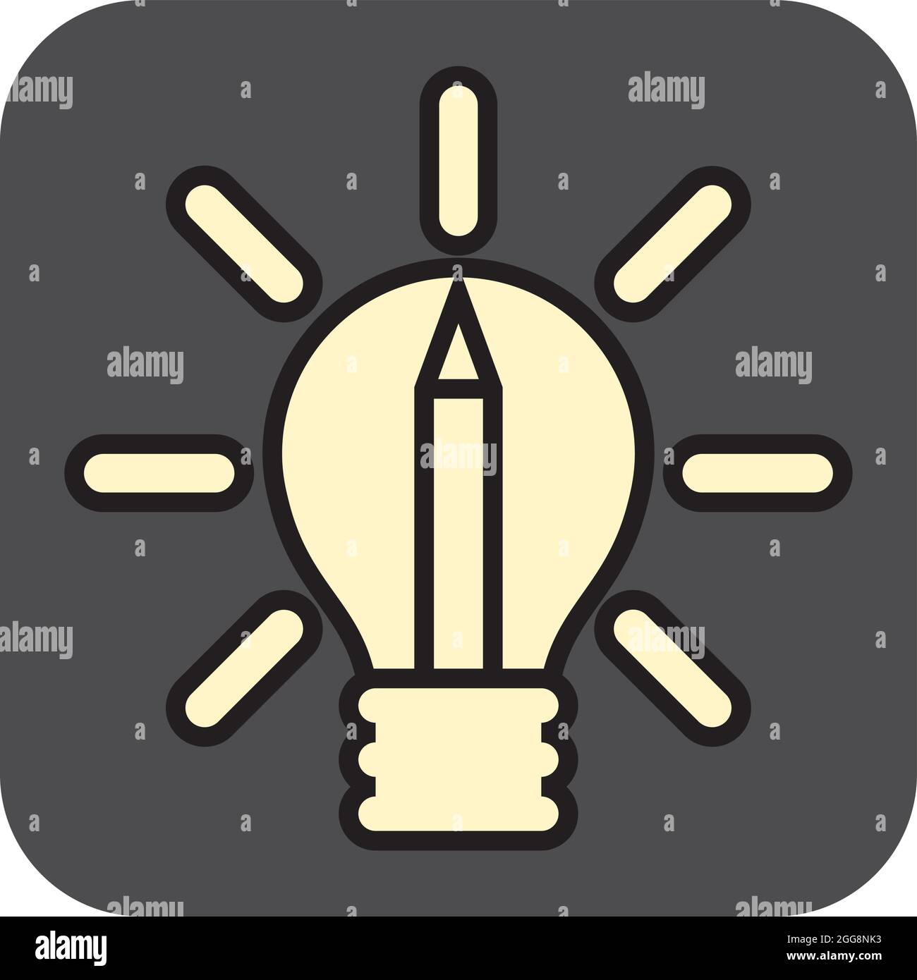 Glühbirne mit Stift, Illustration, Vektor, auf weißem Hintergrund. Stock Vektor