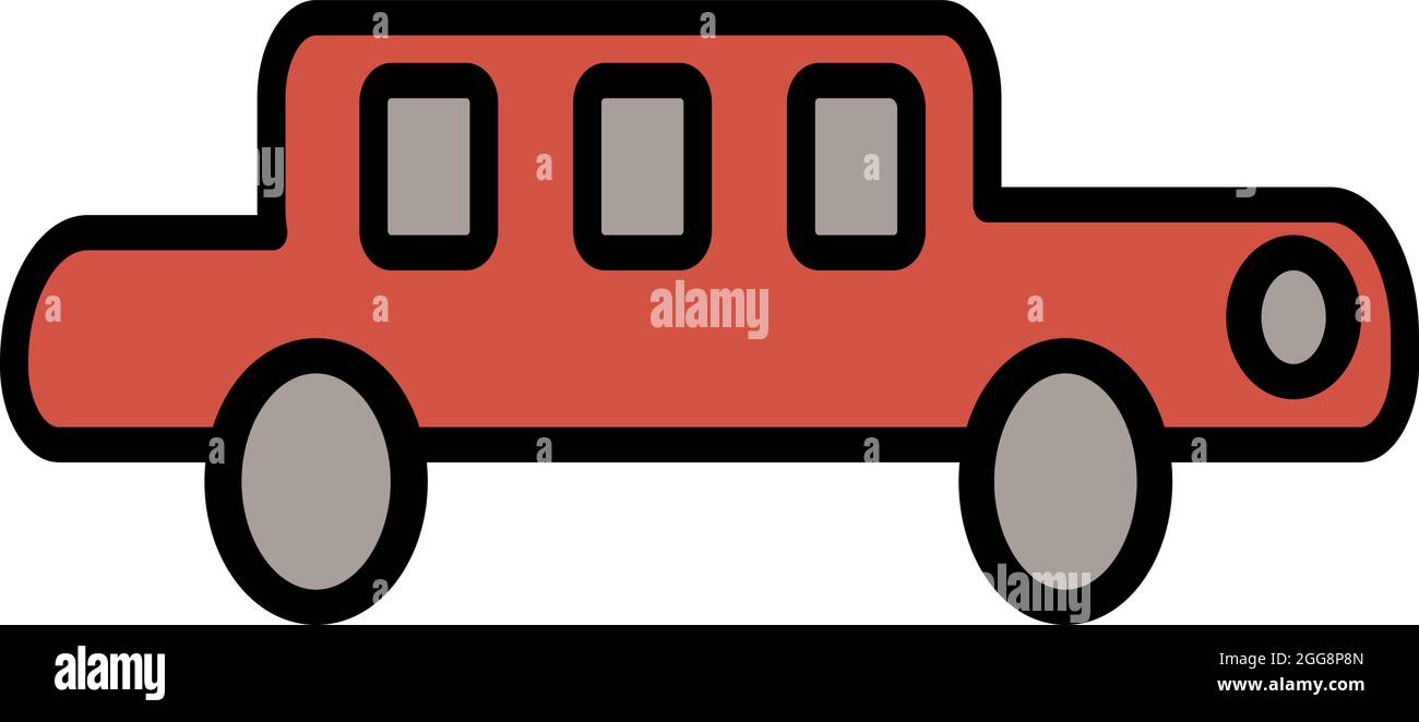 Rotes Auto mit drei Fenstern, Illustration, Vektor, auf weißem Hintergrund. Stock Vektor