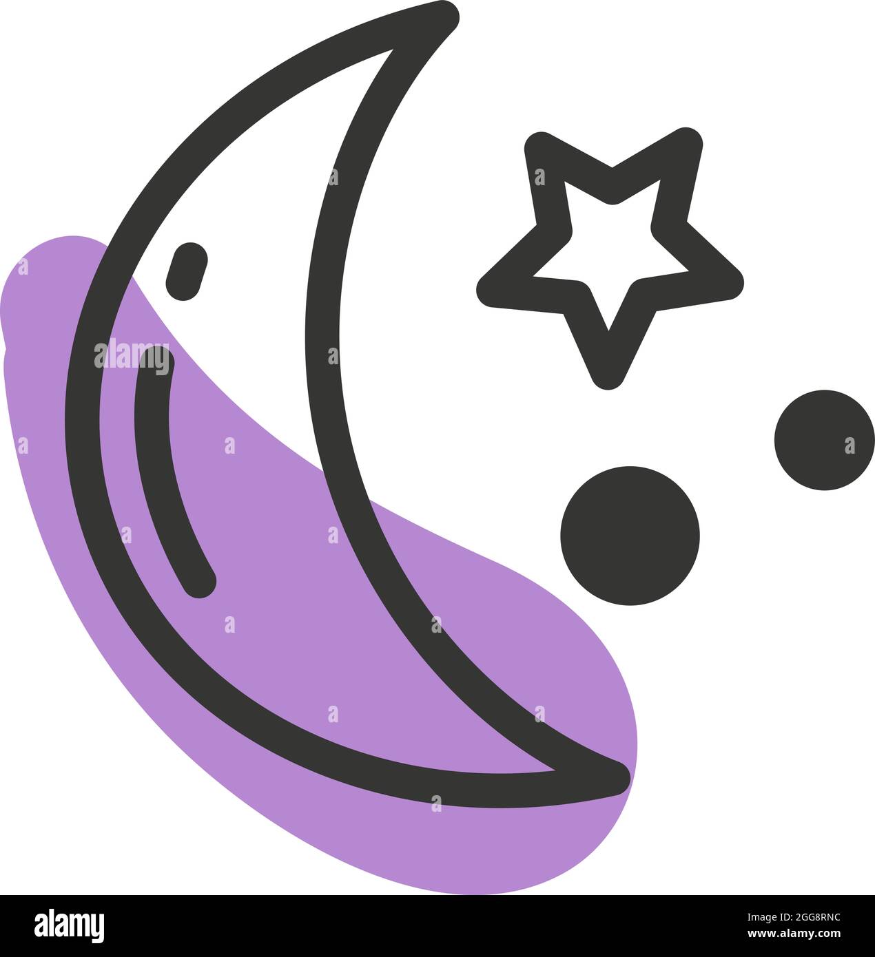 Mond mit Sternen, Illustration, Vektor, auf weißem Hintergrund. Stock Vektor