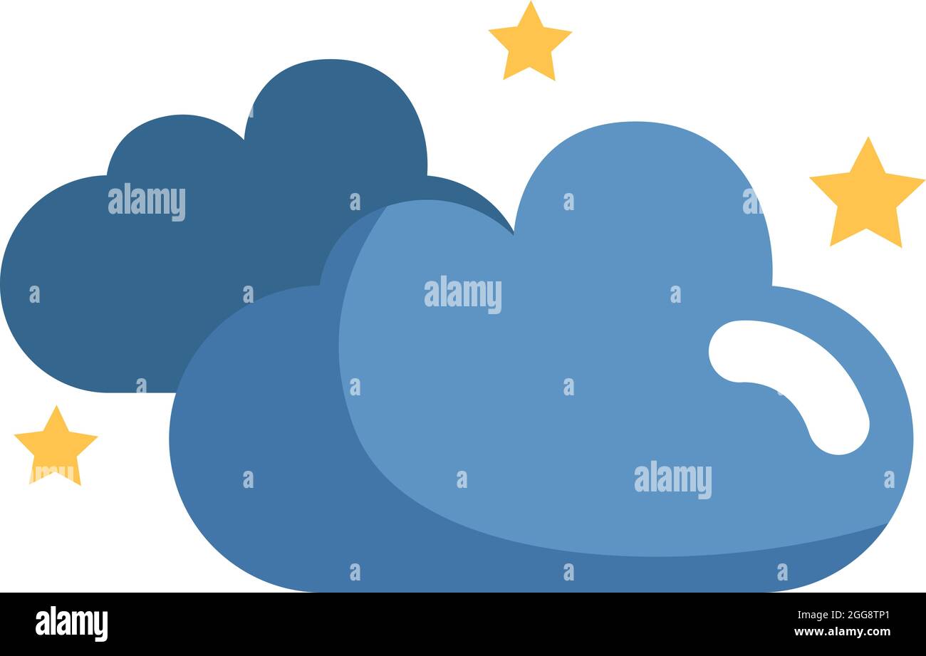 Wolken mit Sternen, Illustration, Vektor, auf weißem Hintergrund. Stock Vektor