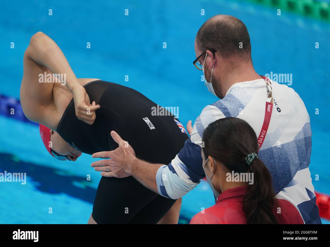 Tokio, Japan. August 2021. Paralympics: Paraschwimmen, Frauen, 50 m Schmetterling, im Tokyo Aquatics Center. Grace Harvey (Großbritannien). Kredit: Marcus Brandt/dpa/Alamy Live Nachrichten Stockfoto