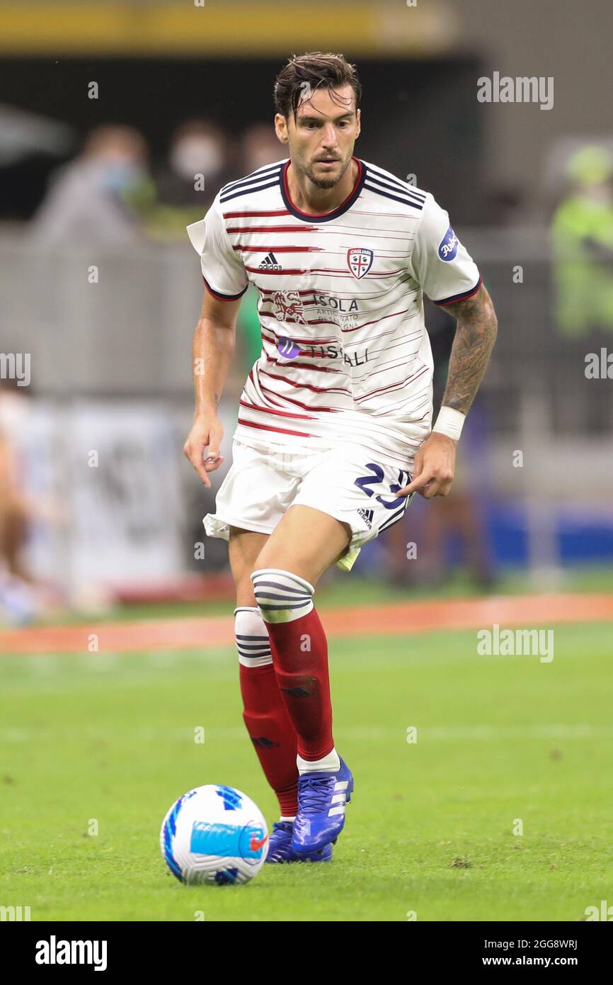 Mailand, Italien, 29. August 2021. Luca Ceppitelli von Cagliari während der Serie A Spiel bei Giuseppe Meazza, Mailand. Bildnachweis sollte lauten: Jonathan Moscrop / Sportimage Stockfoto