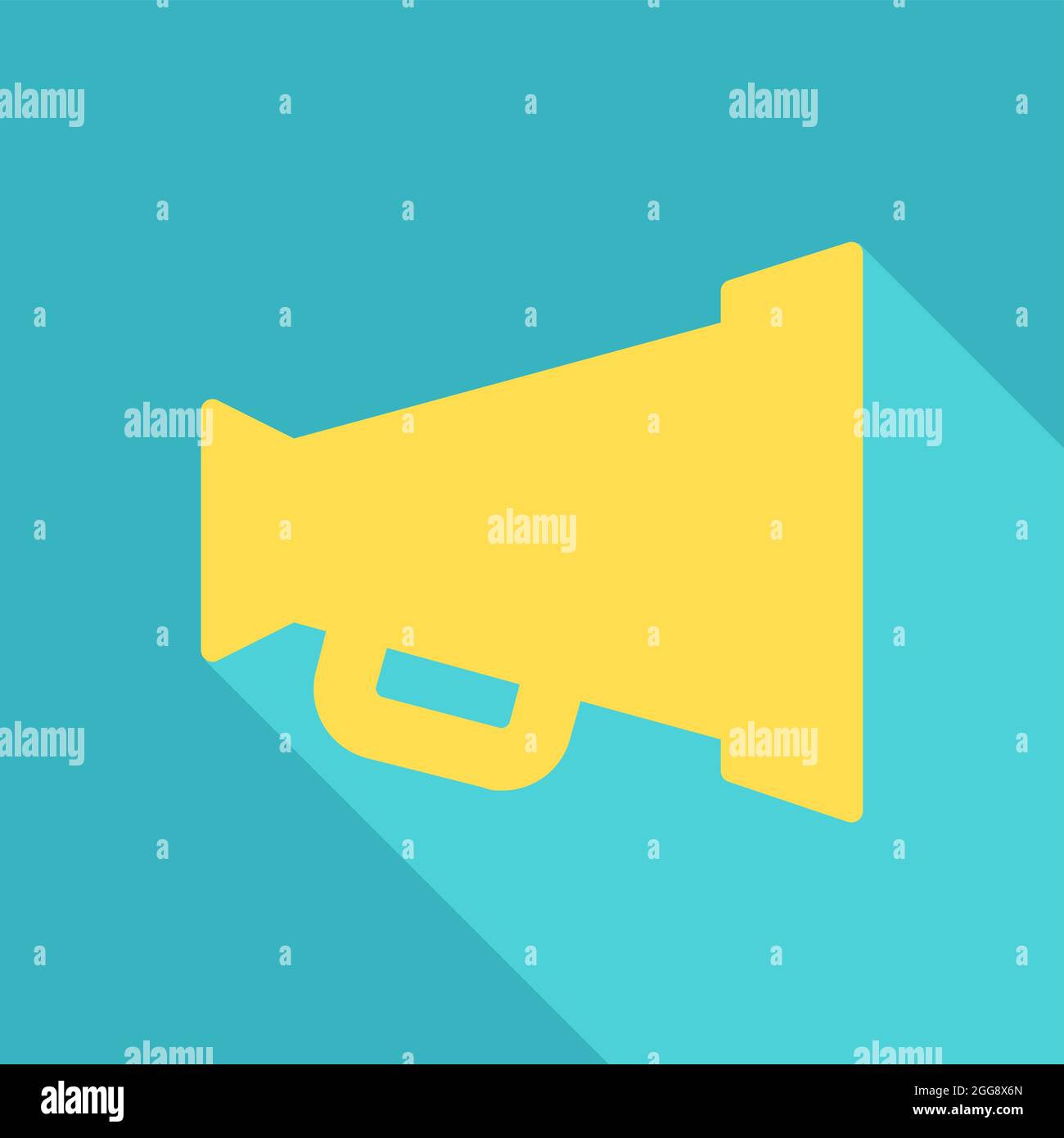 Gelbes Megaphon, Illustration, Vektor, auf weißem Hintergrund. Stock Vektor