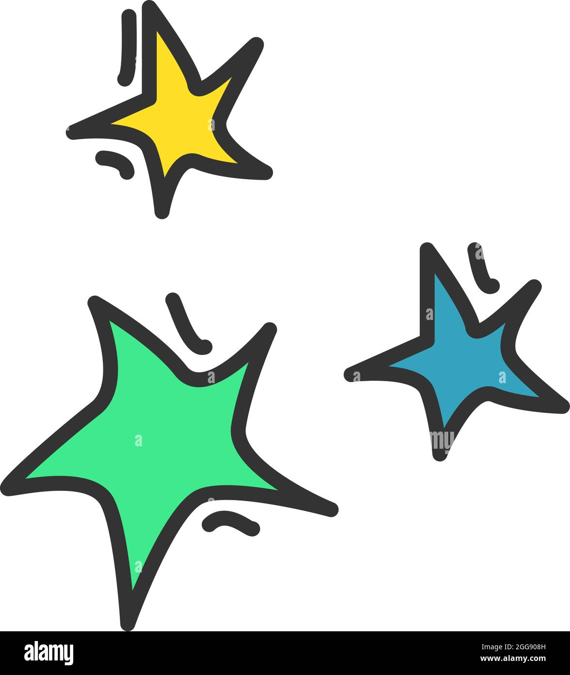 Bunte Sterne, Illustration, Vektor, auf weißem Hintergrund. Stock Vektor