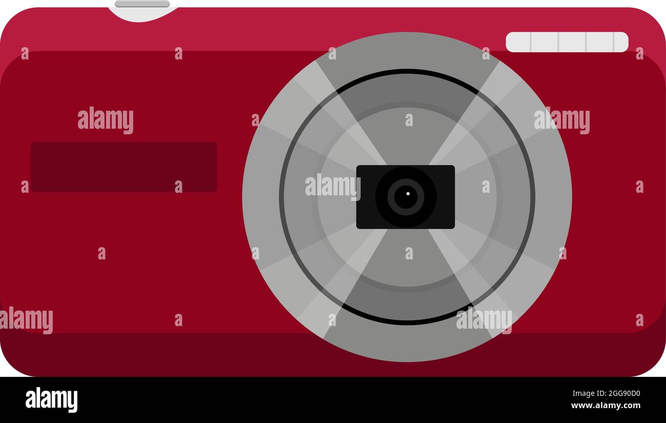 Rote Fotokamera, Illustration, Vektor auf weißem Hintergrund. Stock Vektor