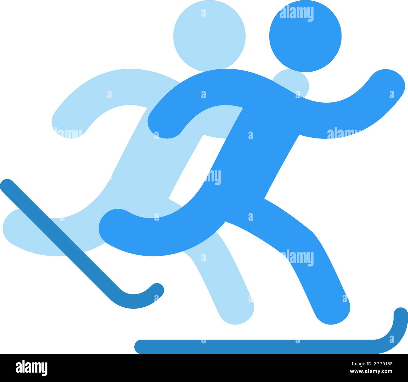 Skifahren auf Eis, Illustration, Vektor, auf weißem Hintergrund. Stock Vektor