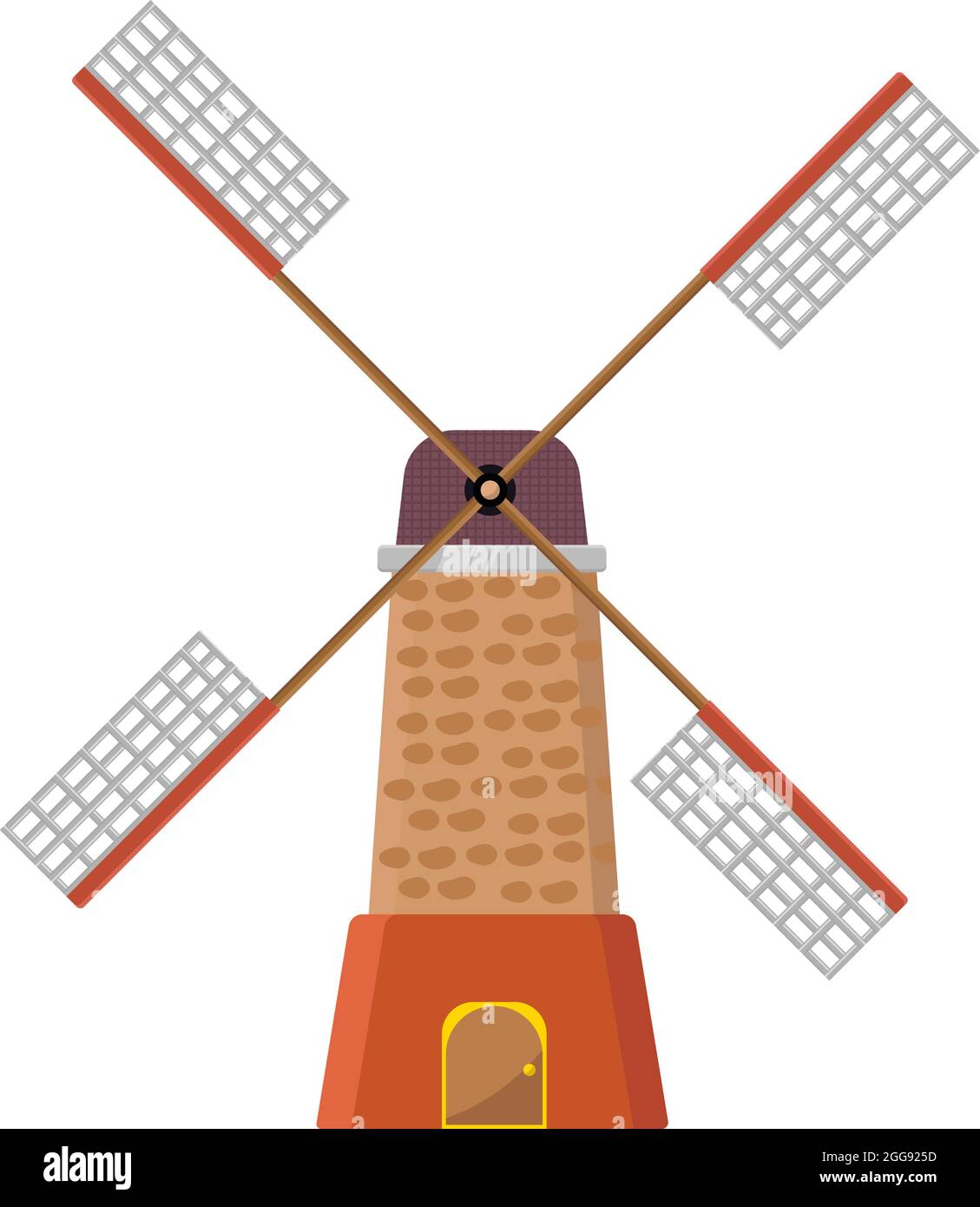 Alte Windmühle, Illustration, Vektor auf weißem Hintergrund. Stock Vektor