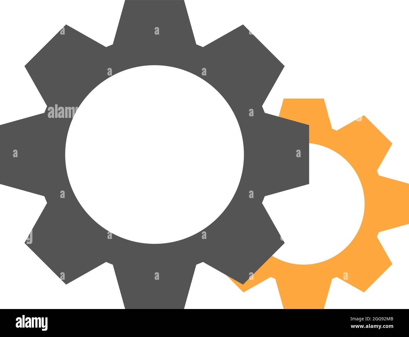 Graues und orangefarbenes Zahnrad, Illustration, Vektor, auf weißem Hintergrund. Stock Vektor