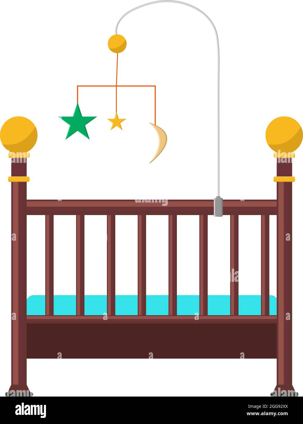Babykrippe, Illustration, Vektor auf weißem Hintergrund. Stock Vektor