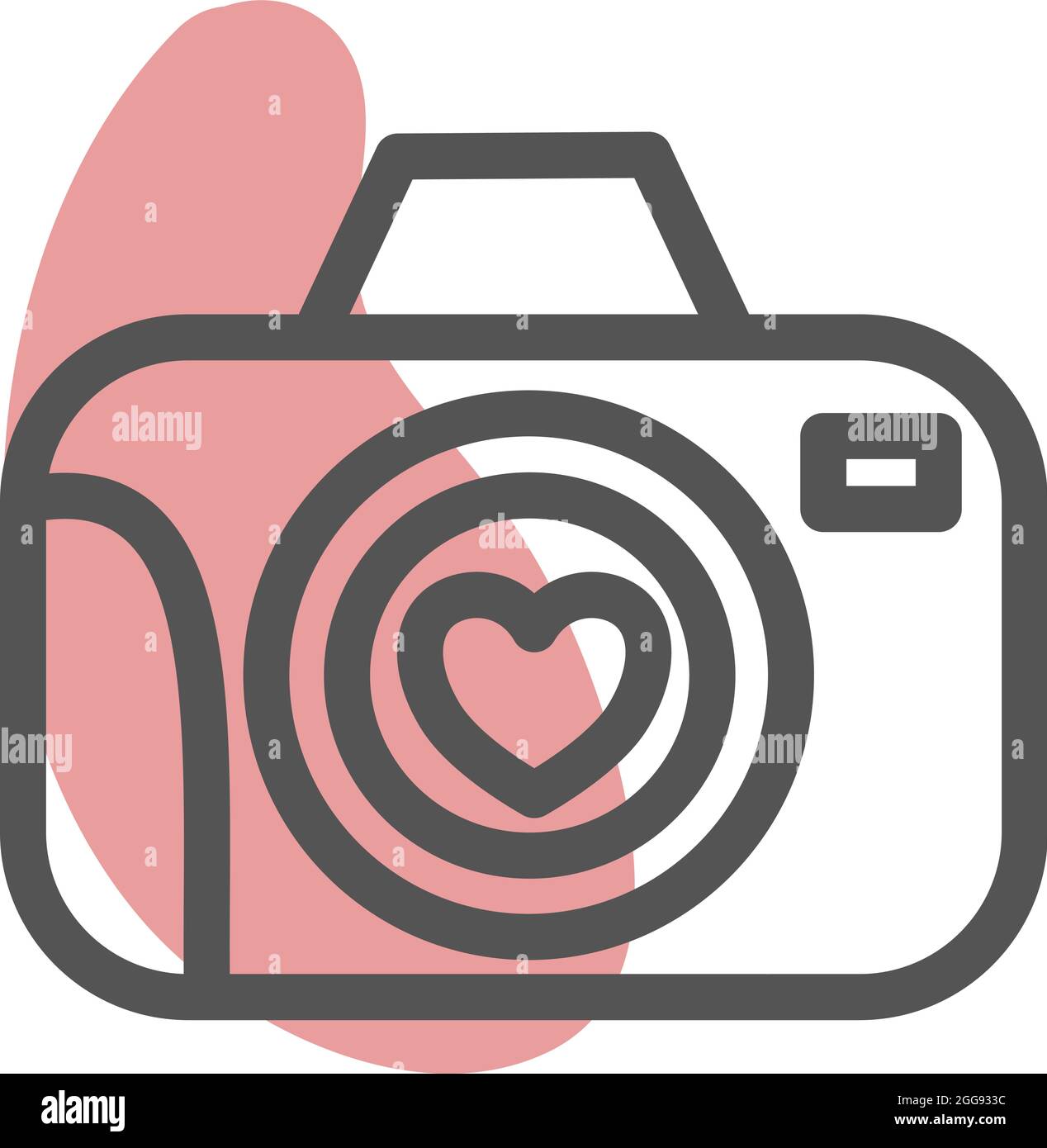 Kamera mit Herz, Illustration, Vektor, auf weißem Hintergrund. Stock Vektor
