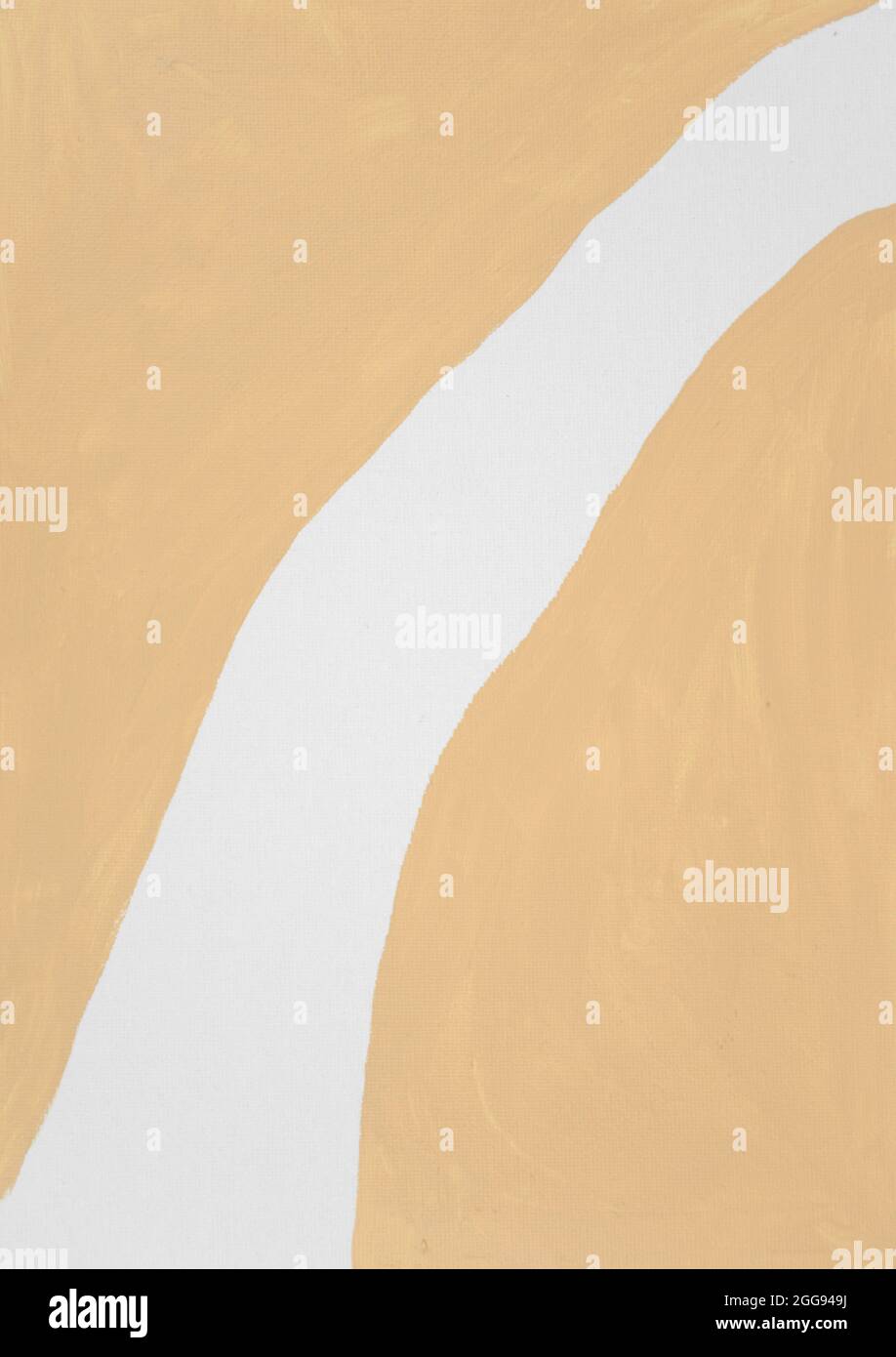 Handgefertigte minimalistische abstrakte Kunstwerke aus der Mitte des Jahrhunderts. Neutrale, braune Textur. Handgezeichnetes Acryl auf Leinwand. Boho, skandinavische moderne Wandkunst Stockfoto