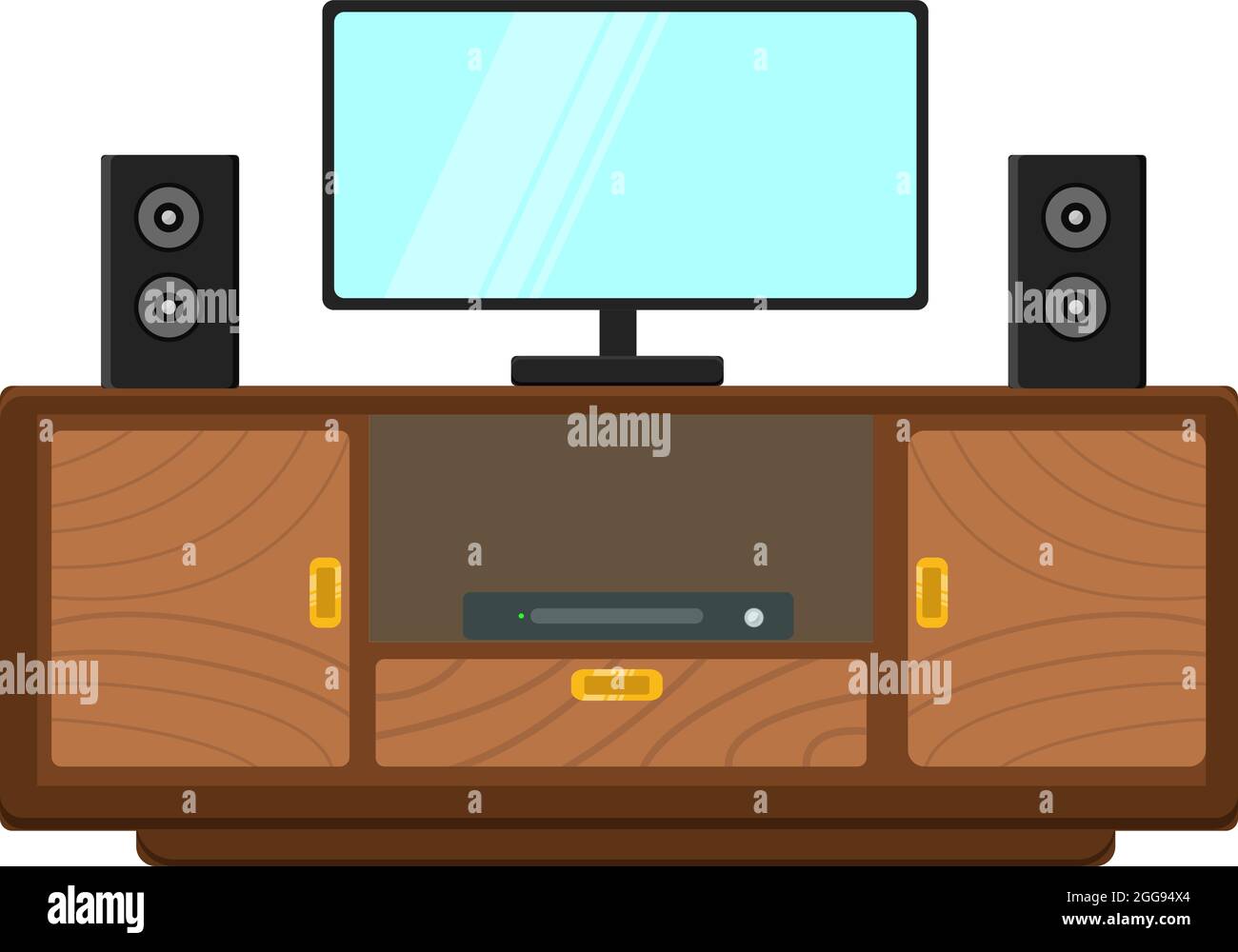 TV-Schrank, Illustration, Vektor auf weißem Hintergrund. Stock Vektor