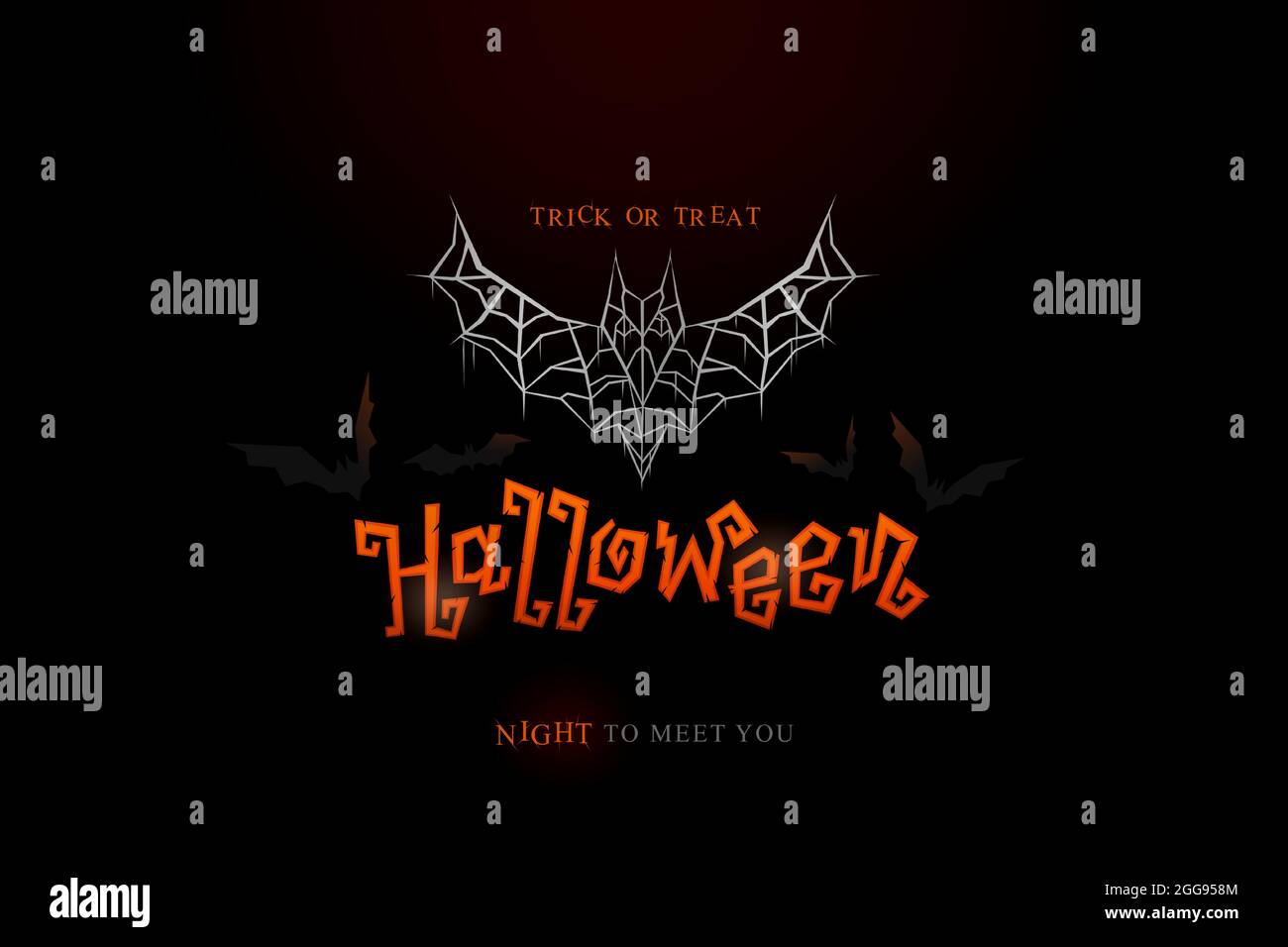 Halloween Schriftzug und Fledermaus Web Horror Konzept Banner Design Vektor Illustration. Feier der halloween-Festival Hintergrund Stock Vektor