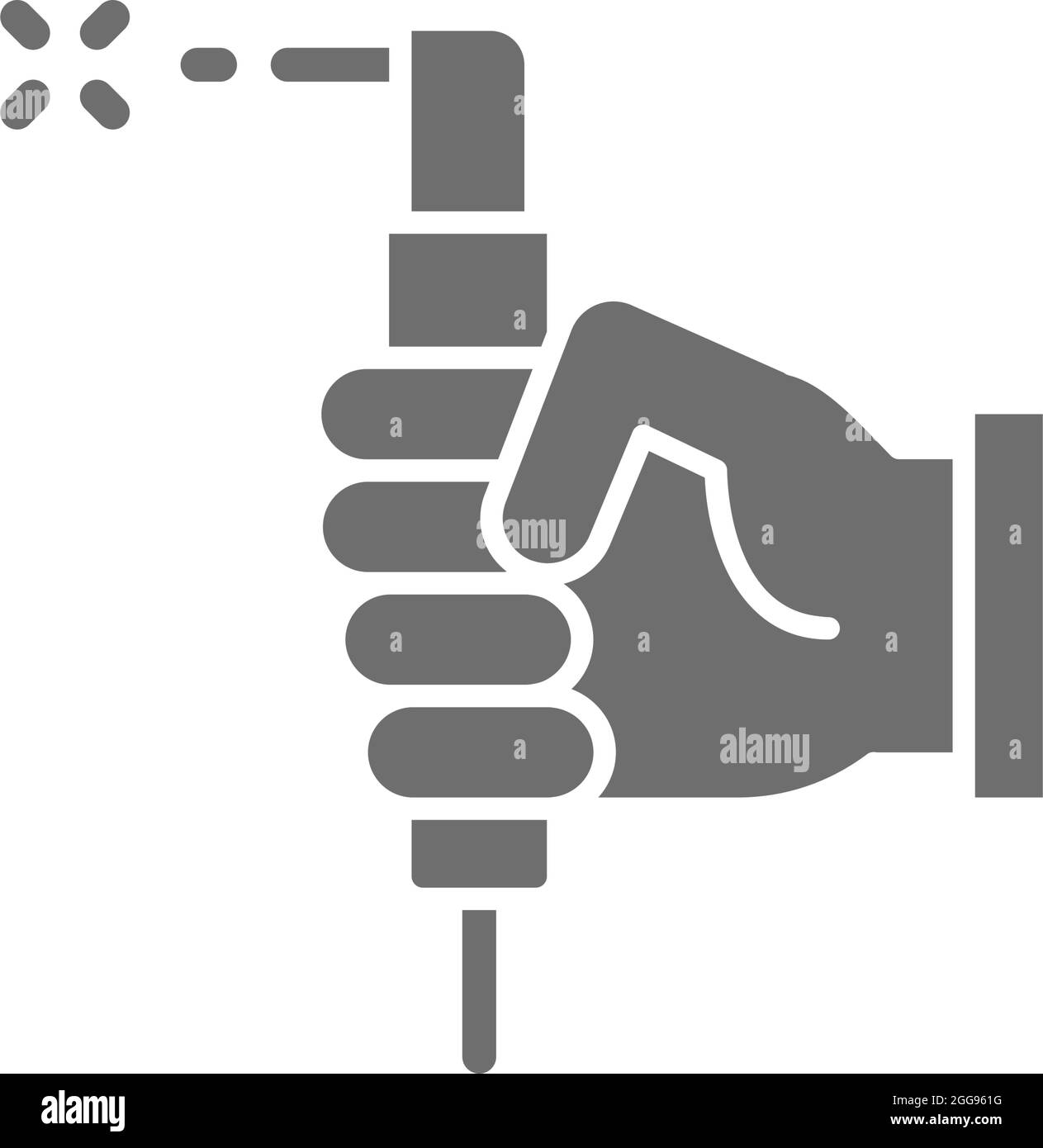 Hand mit Schweißbrenner, graues Symbol für Schweißwerkzeuge. Stock Vektor
