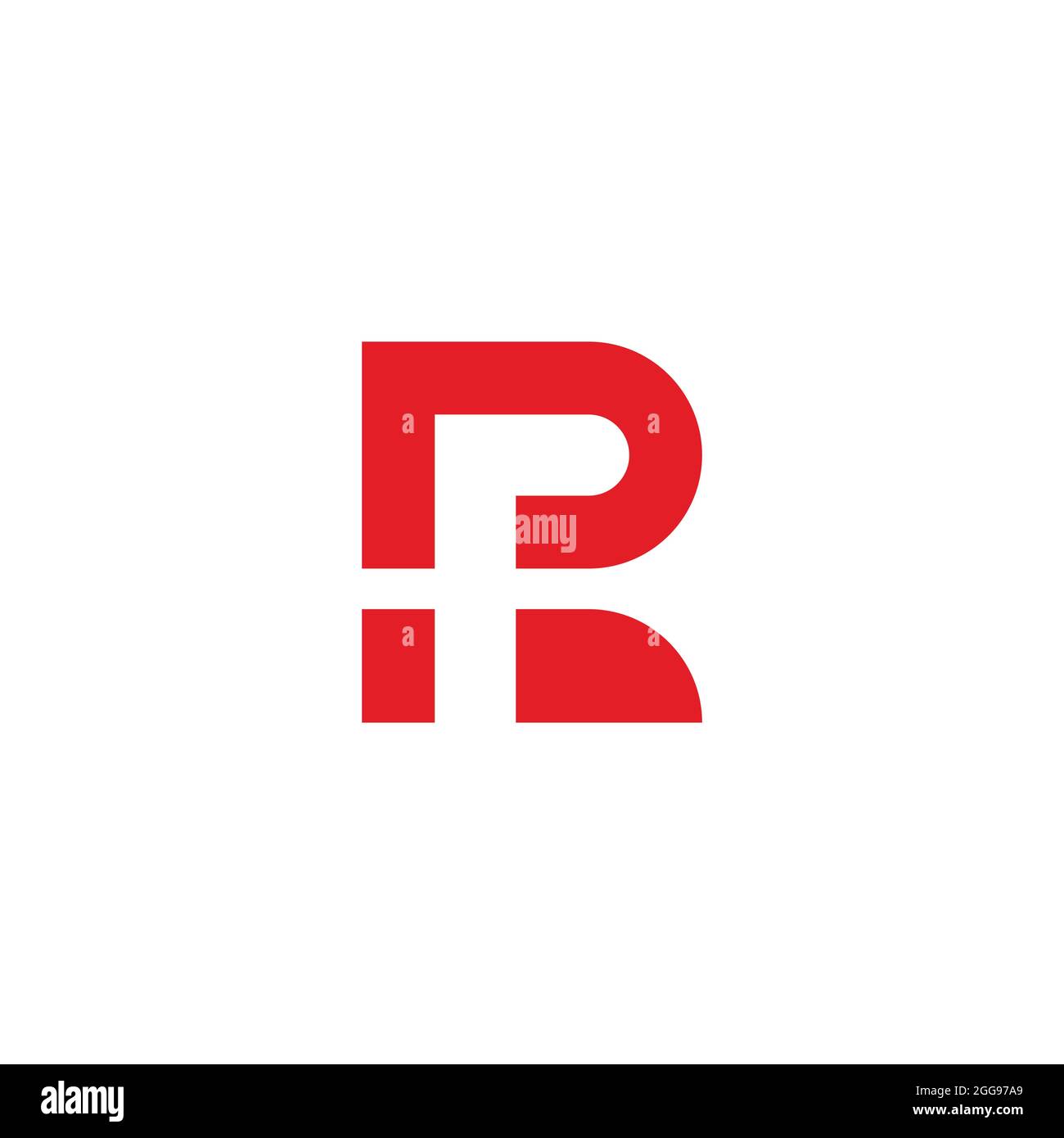 Buchstabe rf rot negativer Raum geometrische einfache Logo Vektor Stock Vektor