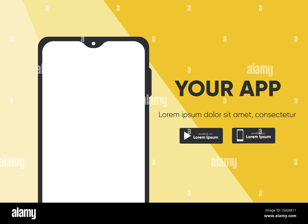 Landing Page der App-Website für Smartphones zum Herunterladen. Vektor Stock Vektor