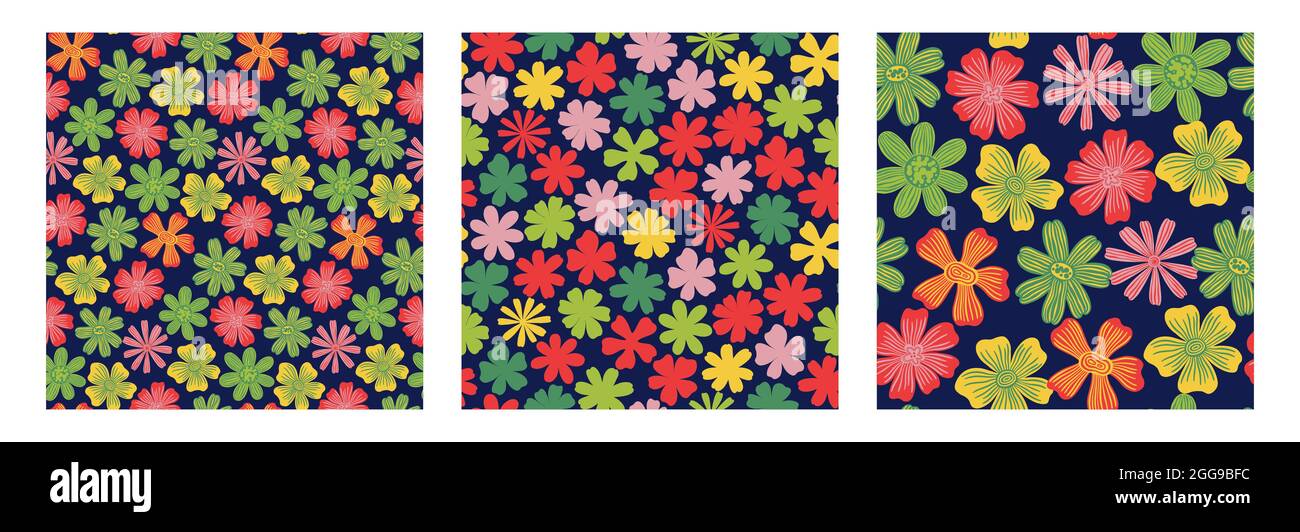 Seamles Muster Blume.Handgezeichneter Druck von Textil.Vintage florales Design. Stock Vektor