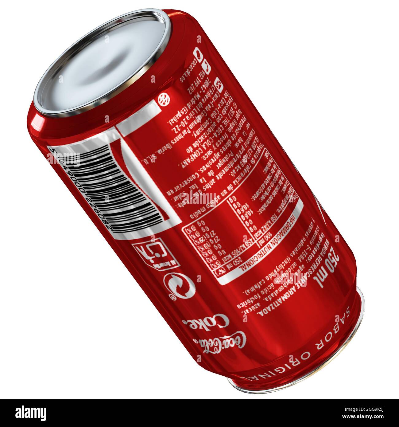 coca-Cola kann 3D-Modell mit weißem Hintergrund rendern. Stockfoto