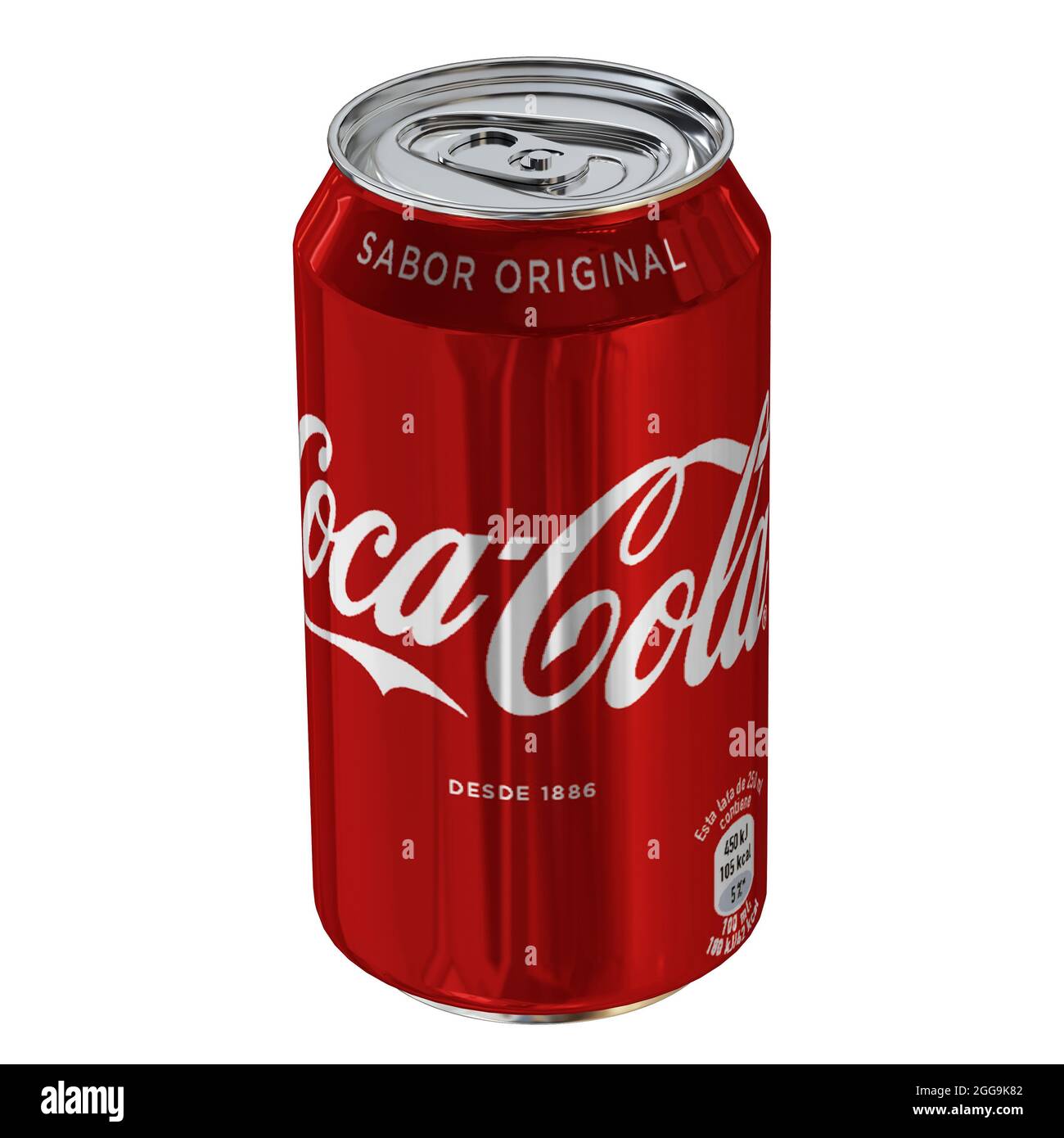 coca-Cola kann 3D-Modell mit weißem Hintergrund rendern. Stockfoto