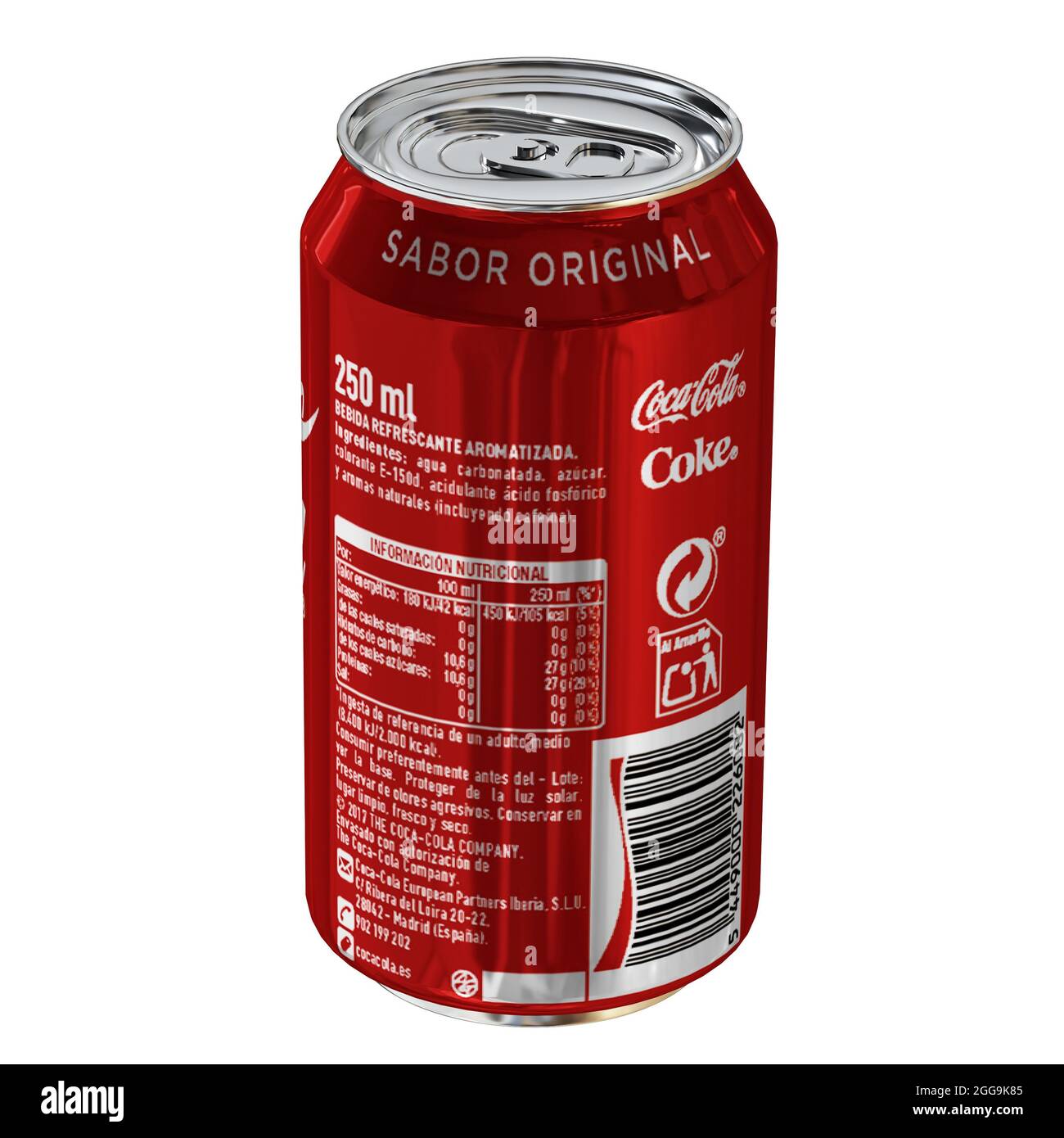 coca-Cola kann 3D-Modell mit weißem Hintergrund rendern. Stockfoto