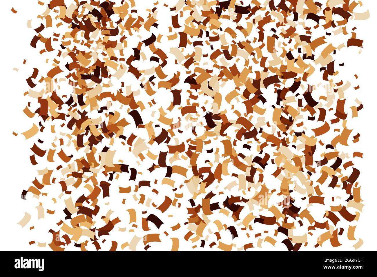 Kaffee Farbe Konfetti isoliert auf weißem Hintergrund. Schokoladentöne Textur. Braune Partikel. Digital Generiertes Bild. Vektorgrafik, EPS 10. Stock Vektor