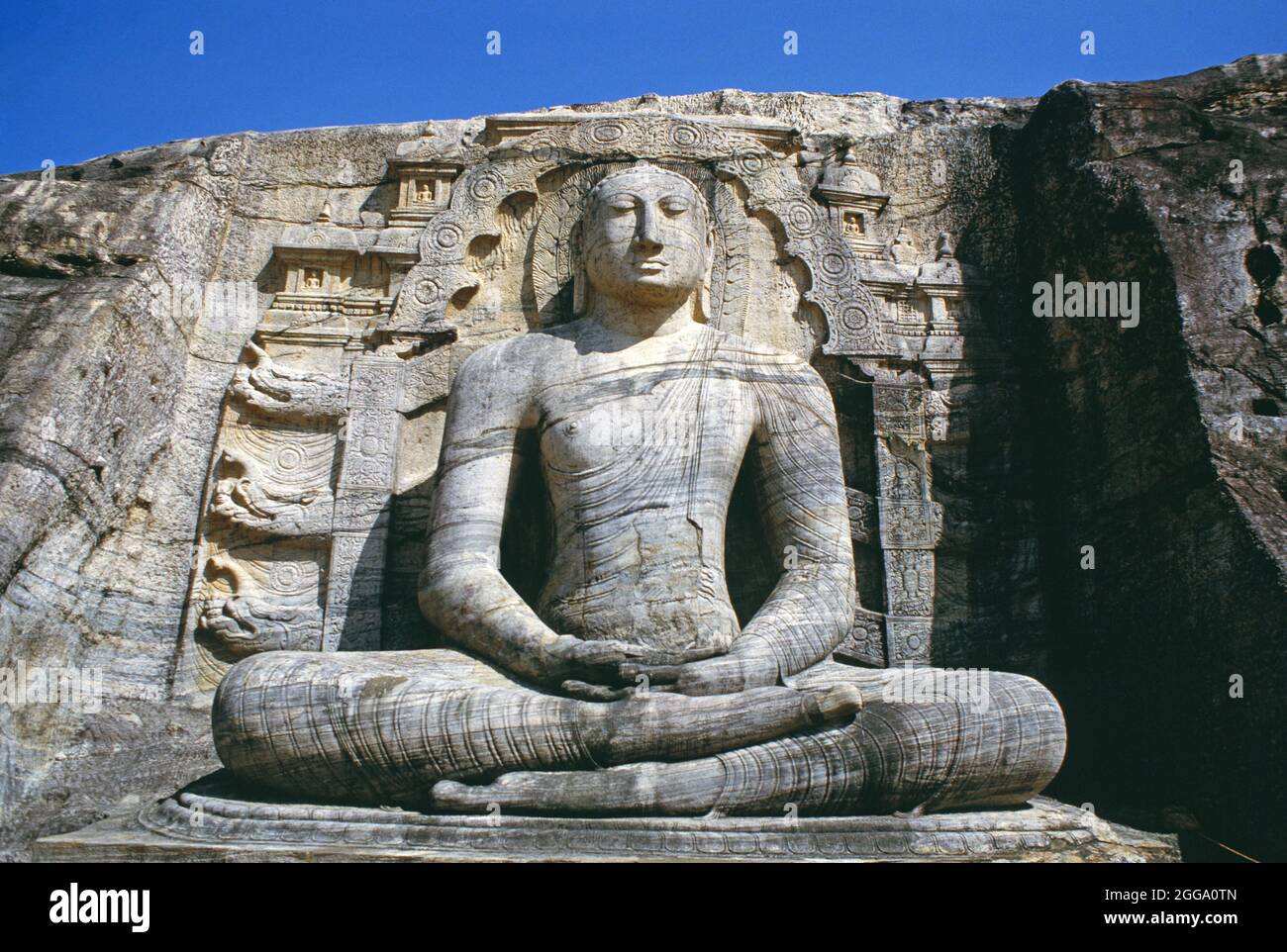 Sri Lanka. Poḷonnaruwa. Alte Stätte. Gal Vihara Buddha. Stockfoto