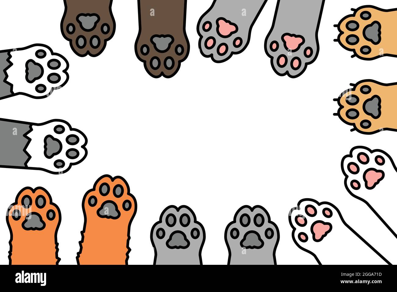 Symbol für die farbige Linie der Katzenpfoten. Kätzchen-Fußabdruck. Piktogramm für Webseite, mobile App, Promo. UI UX GUI Design-Element. Bearbeitbare Kontur. Stock Vektor