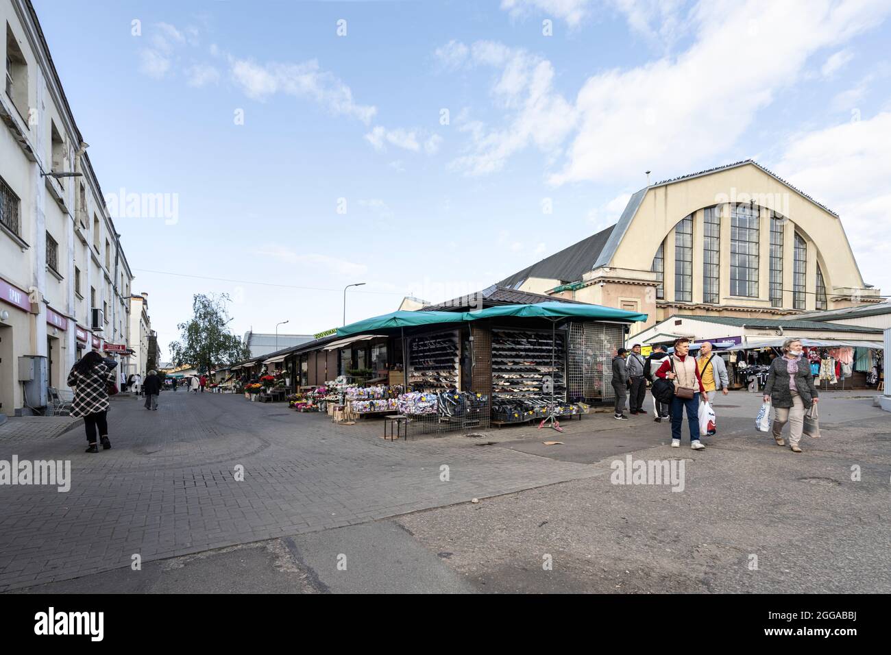 Riga, Lettland. August 2021. Außenansicht des zentralen Marktes im Stadtzentrum Stockfoto