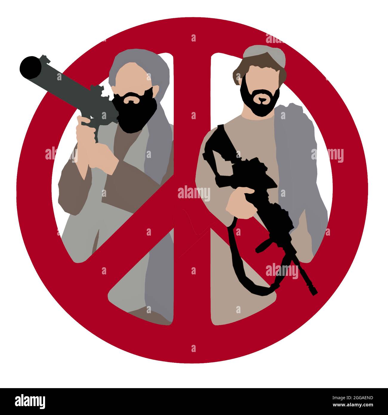 Blutiger Frieden in Kabul Afghanistan, Taliban mit Waffen in Frieden Symbol Stockfoto
